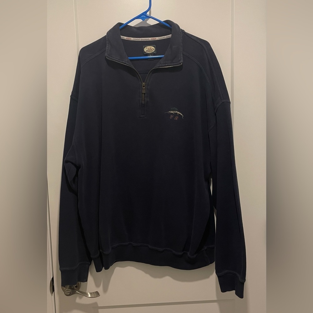 TOMMY BAHAMA RELAX Navy Long Sleeve Pullover Size XL 100% Cotton